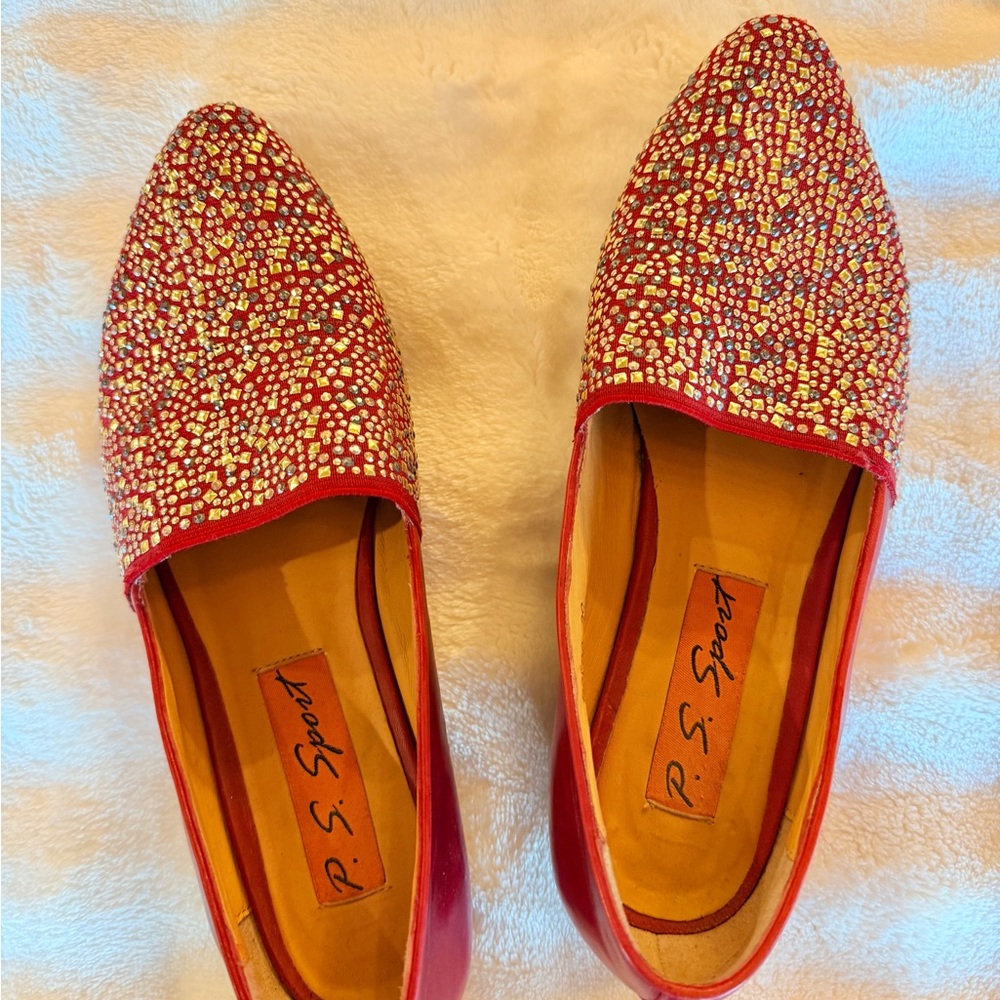 Loafers/flats Women’s - Leather Beaded Red Size 8.5